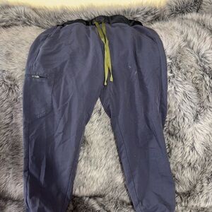 Figs Dark Blue Joggers with Olive Drawstring